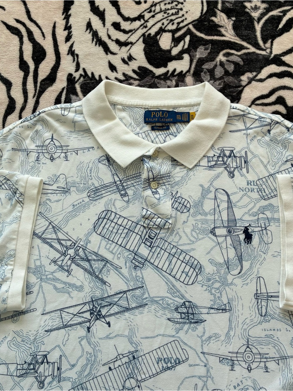 000 - POLO RALPH LAUREN AIRPLANE ALL OVER PRINT AOP POLO T SHIRT